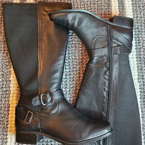 Black Leather Knee-High Boots